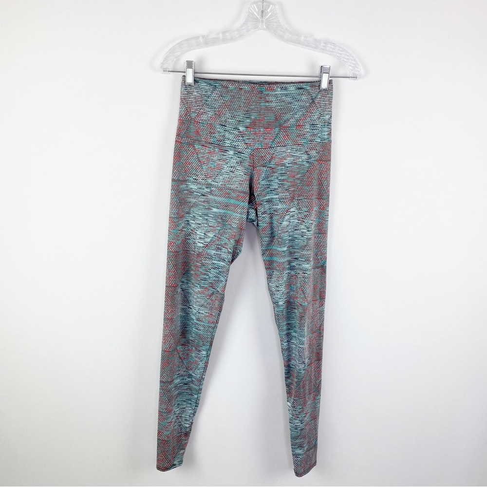 Onzie Flow Blue Red Abstract Printed Yoga Leggings Size S/M
